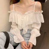 Sexy Off Shoulder Ruffles Blouse Shirts